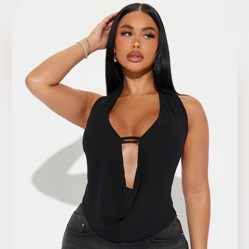 Fashion Nova Black Cut Out Fitted Tank Top